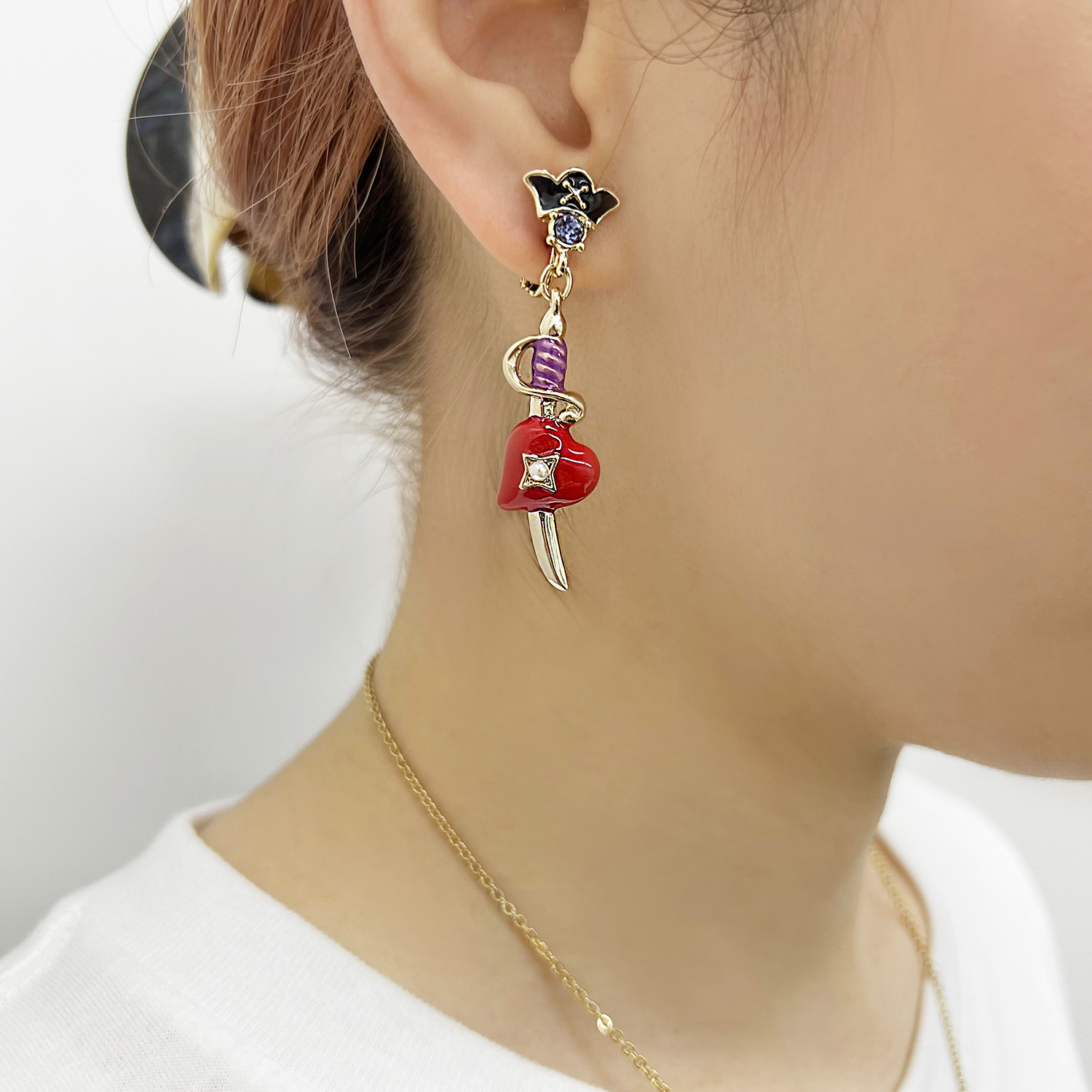 ANNASUI アナスイ スミレモチーフ ピアス ネックレス リング 3点セット ピアスのみSILVER リング幅 11号 チェーン全長 34+5cm 保存箱あり 2022 SS Sea Motif