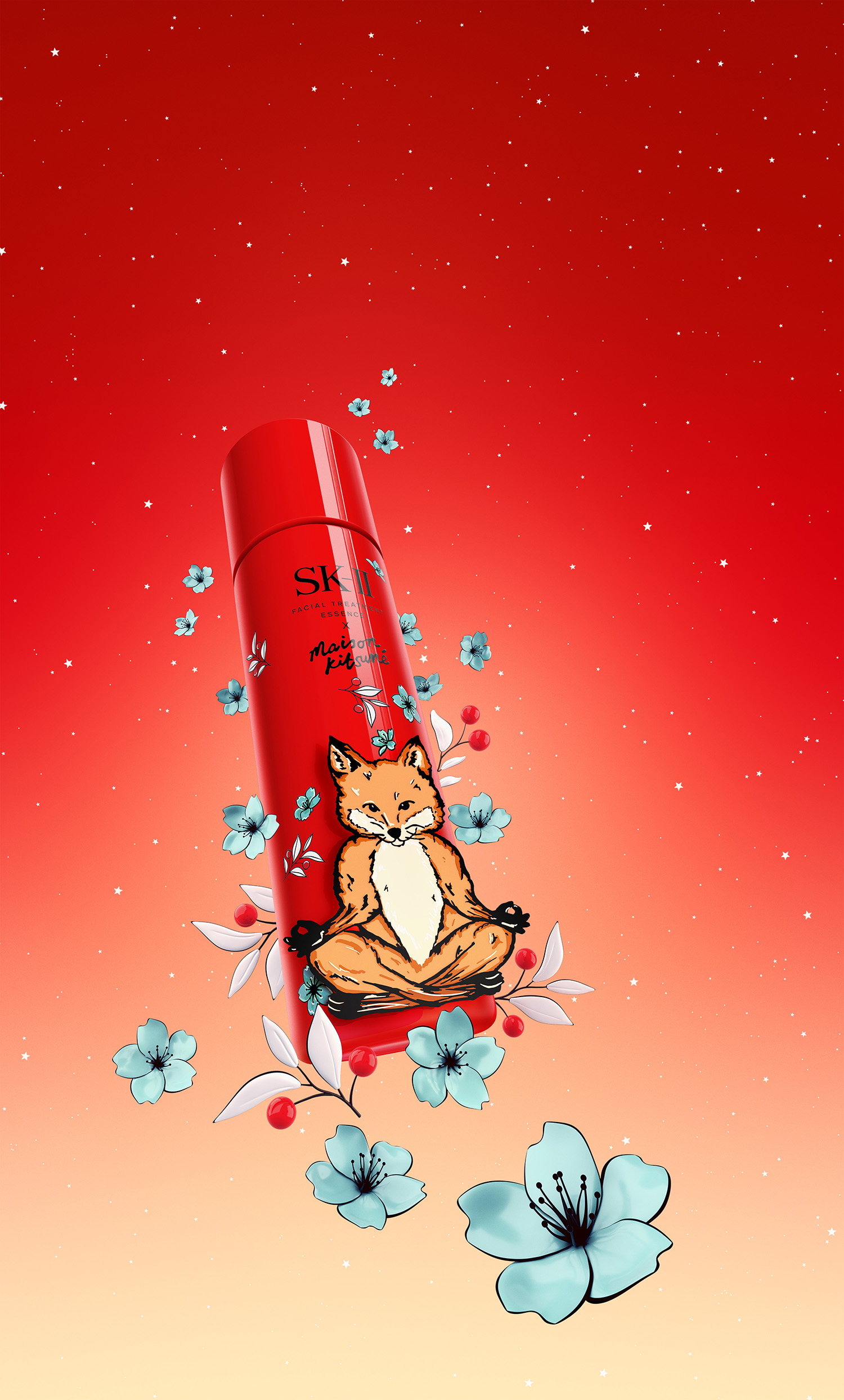 SK-II × MAISON KITSUNÉ」ホリデーコフレ発売！赤と青のコラボ限定 