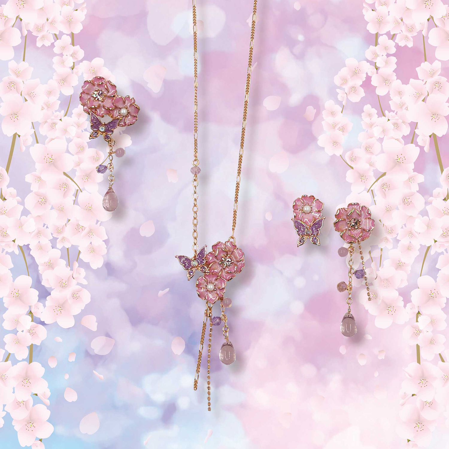 ANNA SUI、八重桜モチーフアクセサリー新発売！ネックレスやイヤリング